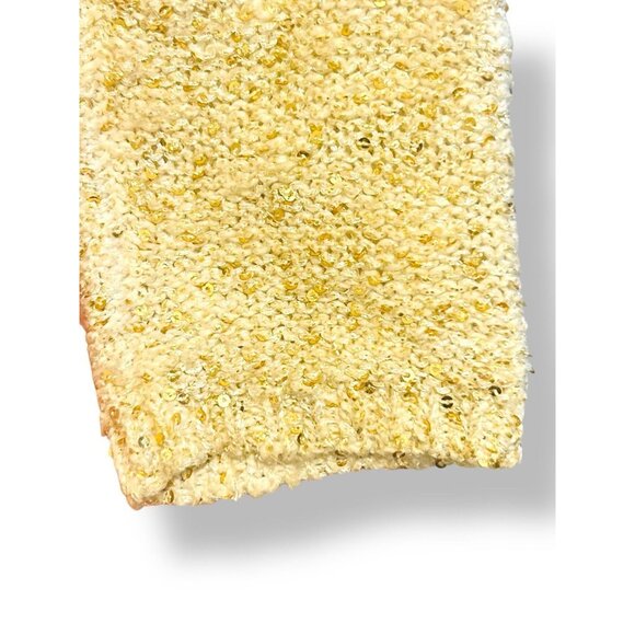 Chico’s Metallic Sequin Sweater Hi-Low Hem Cream Ivory Women’s Size 1 (M/L) - Picture 5 of 15